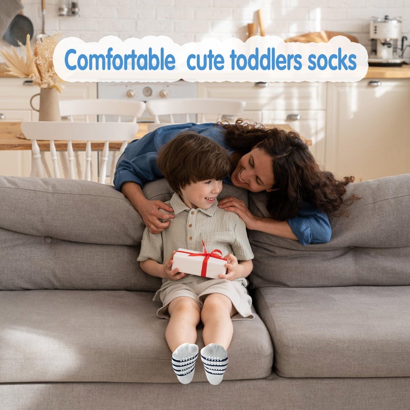 Tphon Toddler Baby Non Slip Socks Infant Anti Skid Socks with Grips 12 Pairs Crew Sock for 1-3 Years Kids Boys Girls - Image 4
