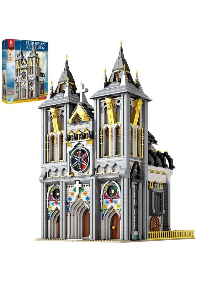 Reobrix Medieval Church Building Block Set with Light, European Architectural History Model Kit 66027, Home Decoration Construction Brick Gift for Adult Teens 14+ (3183PCS) - Image 1
