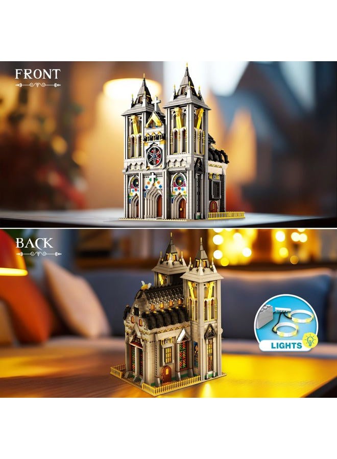 Reobrix Medieval Church Building Block Set with Light, European Architectural History Model Kit 66027, Home Decoration Construction Brick Gift for Adult Teens 14+ (3183PCS) - Image 3