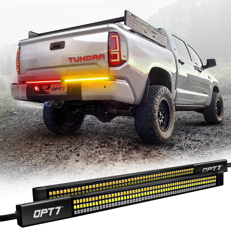 OPT7 Redline Parlux Tailgate Light Bar for Tundra wSequential Amber Turn Rigid 2Piece Aluminum Triple Row LED Strip Truck Dynamic Taillight wIgnition Sequence Fits 20072021 Tundra 2nd Gen - Image 2