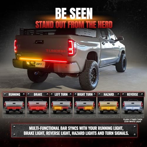 OPT7 Redline Parlux Tailgate Light Bar for Tundra wSequential Amber Turn Rigid 2Piece Aluminum Triple Row LED Strip Truck Dynamic Taillight wIgnition Sequence Fits 20072021 Tundra 2nd Gen - Image 3