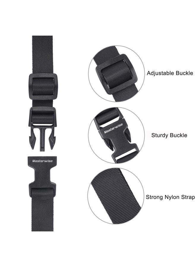 Masterwise Buckle Straps with Clips, Adjustable Nylon Straps with Buckle, Packing Straps, Black 4 Pack (4‘x0.75“) - Image 2