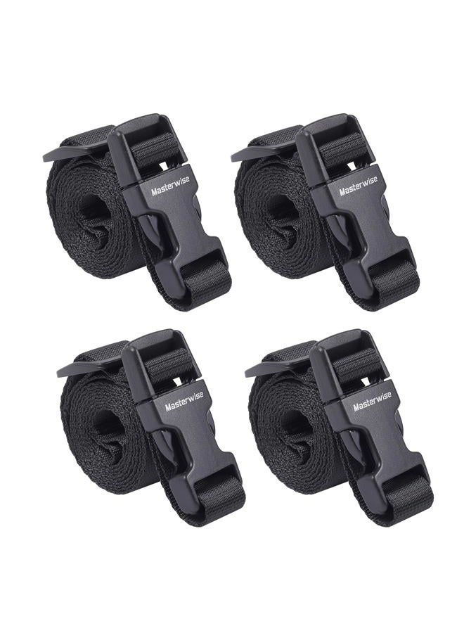 Masterwise Buckle Straps with Clips, Adjustable Nylon Straps with Buckle, Packing Straps, Black 4 Pack (4‘x0.75“) - Image 1