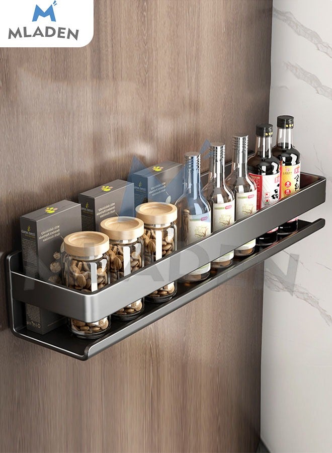 MLADEN New Adhesive Wall-Mounted Seasoning Rack No Punching Required Stainless Steel Storage Shelves Wall Spice Jar Storage Rack Kitchen Shelves For Kitchen And Bathroom 50cm Grey - Image 5