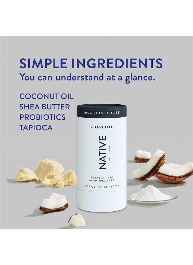 native Plastic Free Deodorant Contains Naturally Derived Ingredients, 72 Hour Odor Control | Deodorant for Women and Men, Aluminum Free with Baking Soda, Coconut Oil and Shea Butter | Charcoal  - Image 2