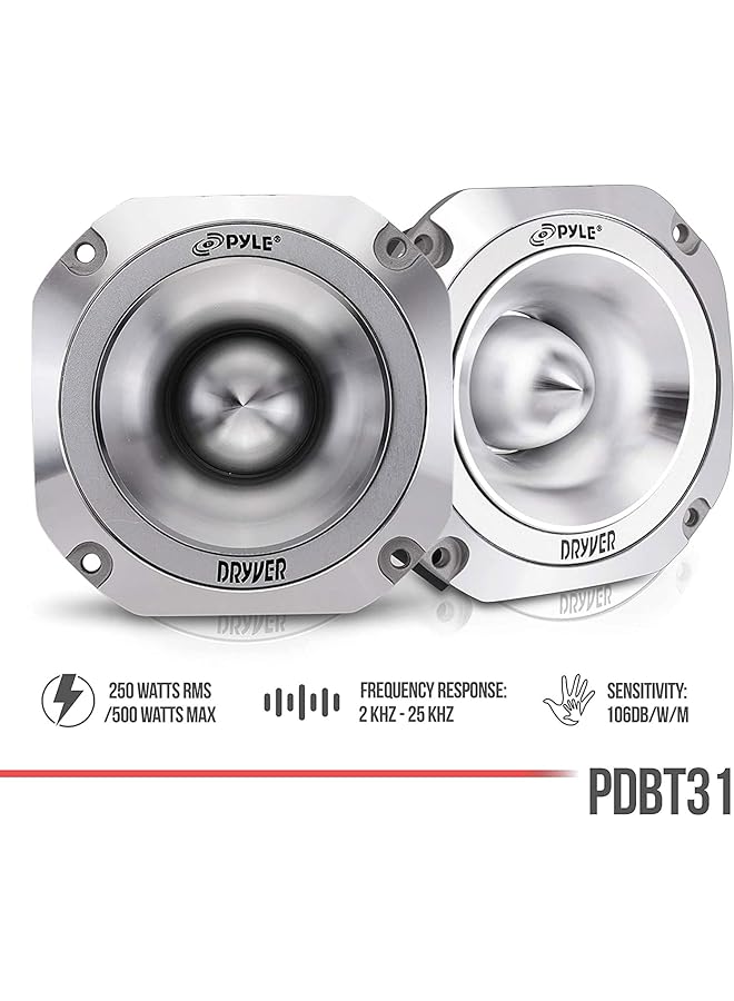 Pyle 1.5" Audio Car Tweeter Speaker-Aluminum Die-Cast Frame,500 Watt Peak,2 Khz-25 Khz Frequency Response,4 Ohm,Heavy Duty 30 Oz. Magnet Structure- Pdbt31 Silver - Image 3