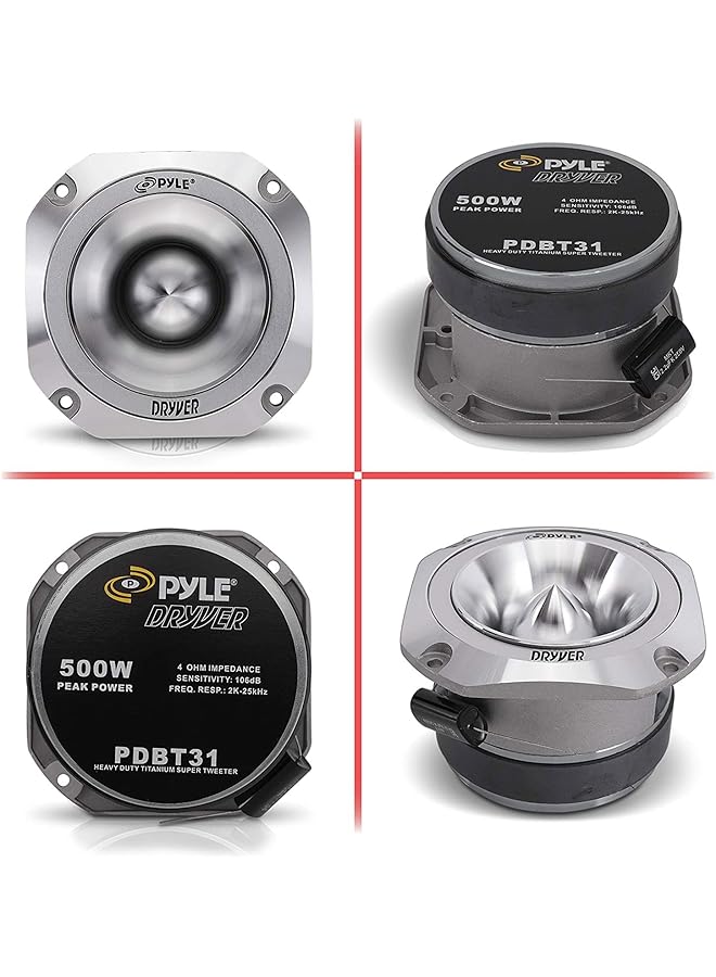 Pyle 1.5" Audio Car Tweeter Speaker-Aluminum Die-Cast Frame,500 Watt Peak,2 Khz-25 Khz Frequency Response,4 Ohm,Heavy Duty 30 Oz. Magnet Structure- Pdbt31 Silver - Image 2