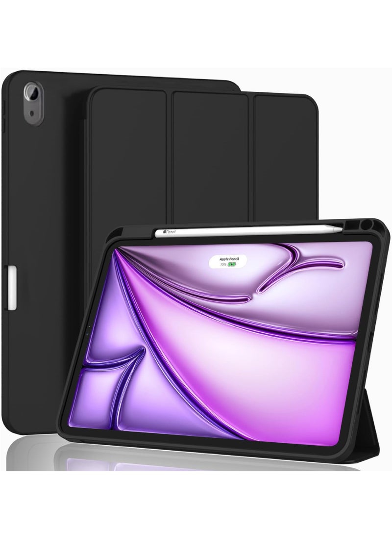 Rock Pow Case for iPad Air 13 inch M3 2025/Air 13 inch M2 2024 with Pencil Holder Smart iPad Case [Support Pencil Pro and Pencil(USB-C)] Support Touch ID and Auto Wake/Sleep Cover for Air 13inch M3/M2 2025/2024  - Image 1
