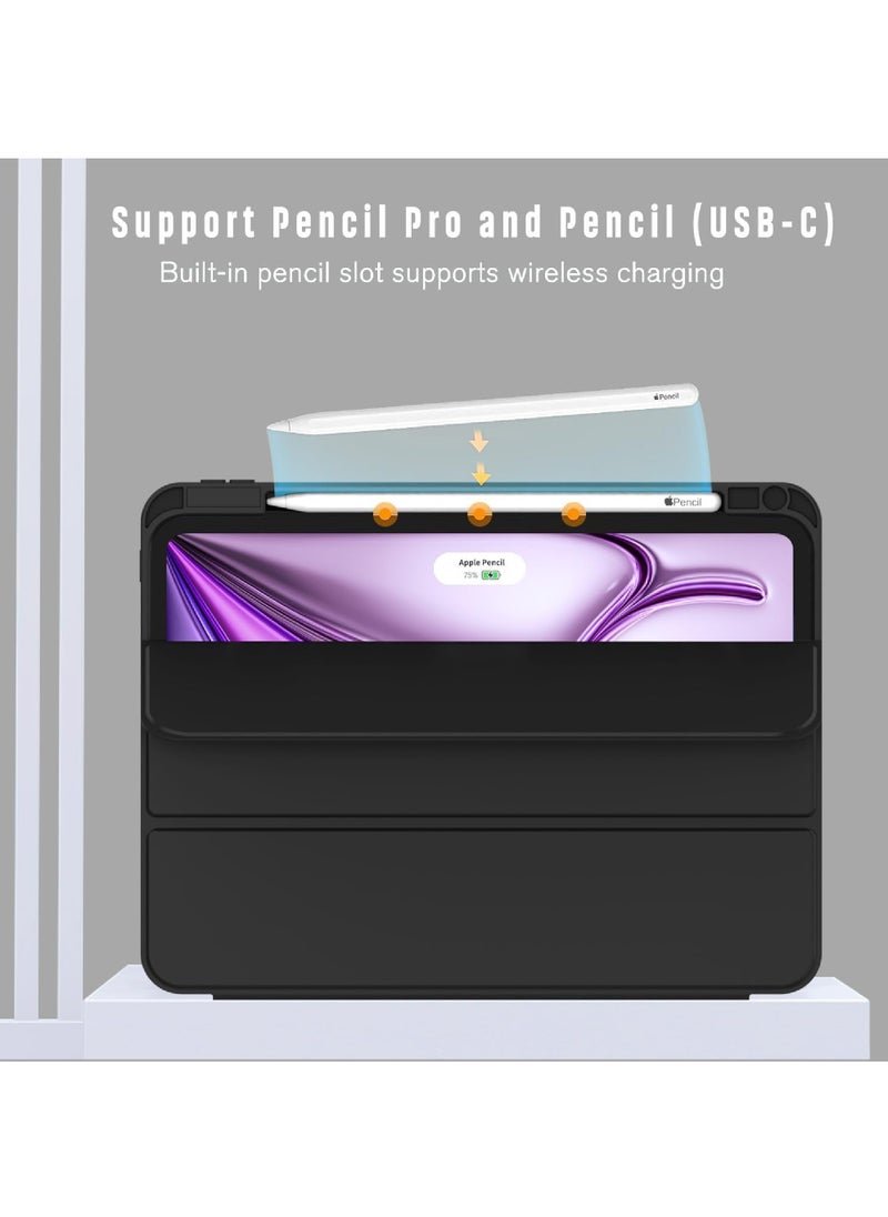 Rock Pow Case for iPad Air 13 inch M3 2025/Air 13 inch M2 2024 with Pencil Holder Smart iPad Case [Support Pencil Pro and Pencil(USB-C)] Support Touch ID and Auto Wake/Sleep Cover for Air 13inch M3/M2 2025/2024  - Image 3