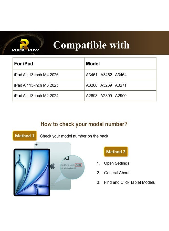 Case for iPad Air 13 inch M4/M3/M2(2026/2025/2024) with Pencil Holder Smart iPad Case [Support Pencil Pro and Pencil(USB-C)] Support Touch ID and Auto Wake/Sleep, Smart Cover iPad 13 Air M4 M3 M2 Case - view 2