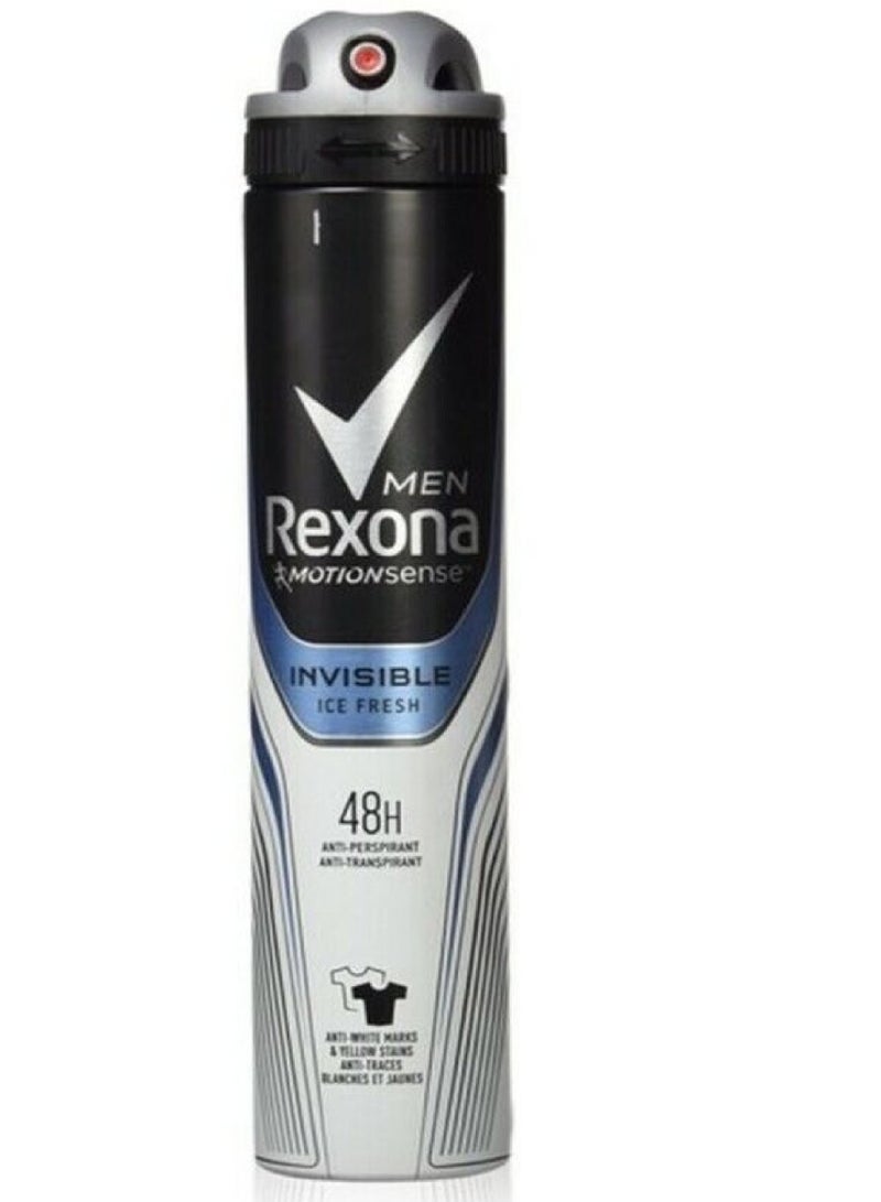 Rexona ريكسونا للرجال بخاخ مزيل العرق إنفVisible Ice Fresh 48 ساعة 200 مل