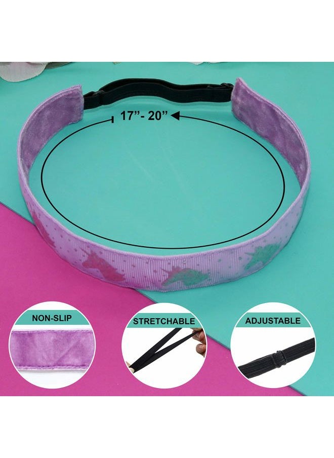 FROG SAC - 6 Unicorn Headbands for Girls, Adjustable No Slip Glitter Hair Bands for Kids, Cute Little Girl Sports Head Bands, Sparkly Soccer Gymnastics Headband, Sparkle Hair Accessories - Image 1