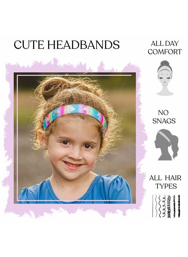 FROG SAC - 6 Unicorn Headbands for Girls, Adjustable No Slip Glitter Hair Bands for Kids, Cute Little Girl Sports Head Bands, Sparkly Soccer Gymnastics Headband, Sparkle Hair Accessories - Image 1
