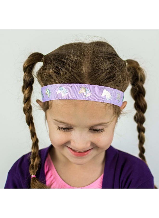 FROG SAC - 6 Unicorn Headbands for Girls, Adjustable No Slip Glitter Hair Bands for Kids, Cute Little Girl Sports Head Bands, Sparkly Soccer Gymnastics Headband, Sparkle Hair Accessories - Image 1
