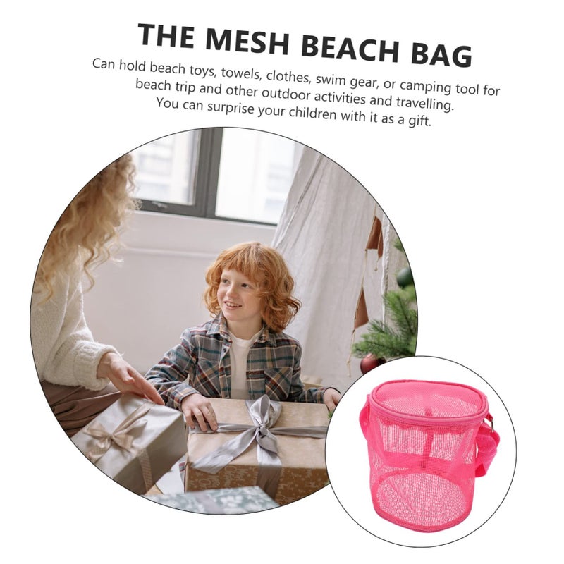 Rosy Mesh Beach Bag for Kids Shell Toy Storage Sand Toys - Image 5