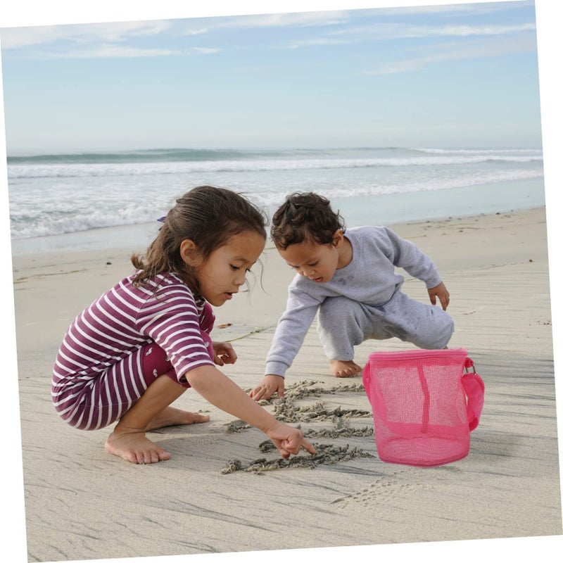 Rosy Mesh Beach Bag for Kids Shell Toy Storage Sand Toys - Image 3