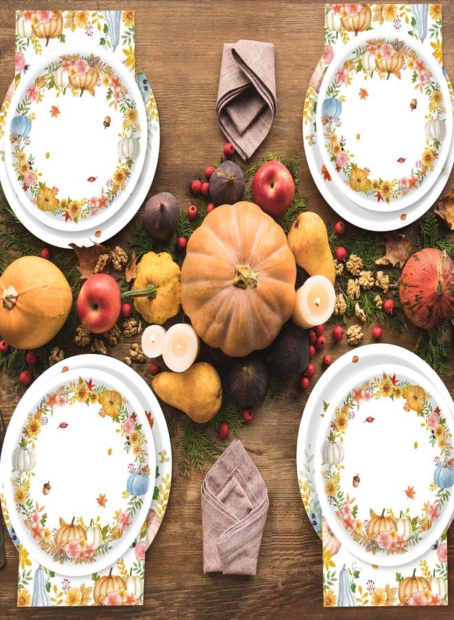 Teeloray Fall Thanksgiving Paper Plates and Napkins Party Supplies Watercolor Pumpkin Maple Wreath Thanksgiving Disposable Tableware Banner Cups Set Autumn Harvest Party Decorations for Table, Serves 24 - Image 4