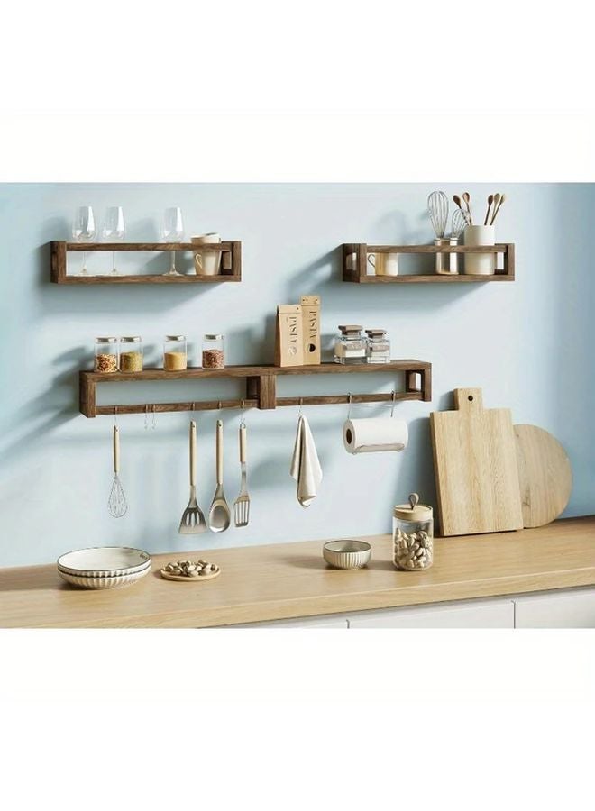 White Floating Shelves Heavy Duty Wooden Wall Mounted Storage For Home Decor - Image 4