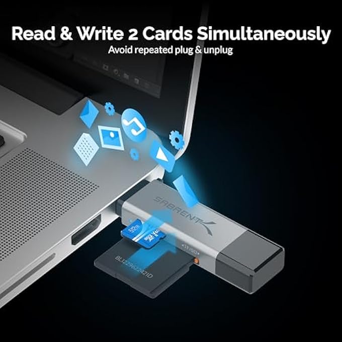 SABRENT USB 3.0 AND USB TYPE-C OTG CARD READER SUPPORTS SD, SDHC, SDXC, MMC/MICROSD, T-FLASH (CR-BCA2) - Image 2