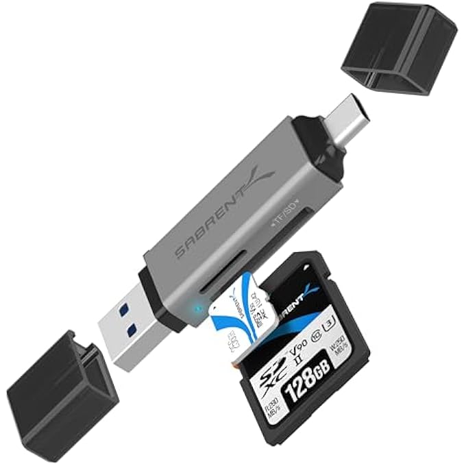 SABRENT USB 3.0 AND USB TYPE-C OTG CARD READER SUPPORTS SD, SDHC, SDXC, MMC/MICROSD, T-FLASH (CR-BCA2) - Image 1