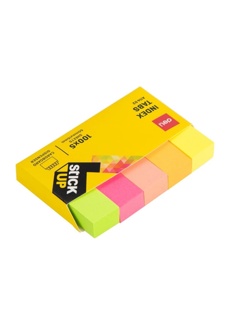 Deli 500-Piece Paper Index Tabs 50x15mm Size In Cardboard Dispenser Multicolour  - Image 2