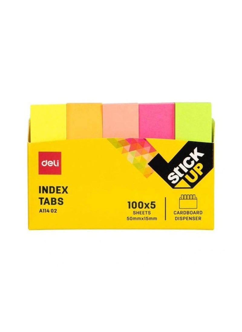 Deli 500-Piece Paper Index Tabs 50x15mm Size In Cardboard Dispenser Multicolour  - Image 3