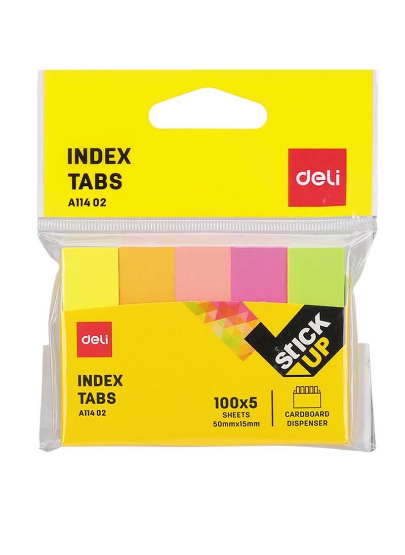 Deli 500-Piece Paper Index Tabs 50x15mm Size In Cardboard Dispenser Multicolour  - Image 1