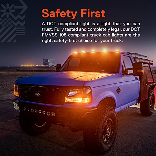 ONLINE LED STORE TRUE MODS Amber LED Teardrop Cab Marker Light Kit [Black Base] [DOT FMVSS 108] [SAE P2PC] [Universal Fit] Tear Drop Lights for Truck RV Van Ford Super Duty F150 F250 F350 Chevy Silverado Dodge Ram - Image 2