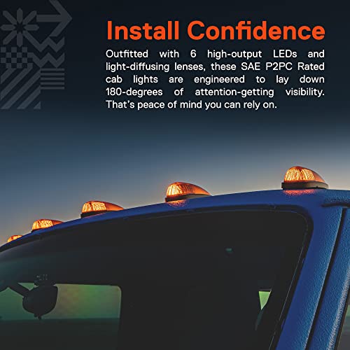 ONLINE LED STORE TRUE MODS Amber LED Teardrop Cab Marker Light Kit [Black Base] [DOT FMVSS 108] [SAE P2PC] [Universal Fit] Tear Drop Lights for Truck RV Van Ford Super Duty F150 F250 F350 Chevy Silverado Dodge Ram - Image 3