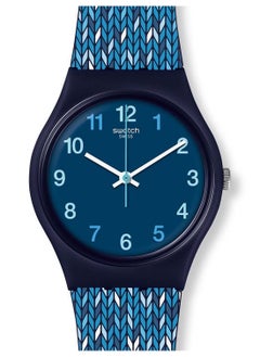 Swatch ساعة يد مقاومة للماء بحركة كوارتز زرقاء للجنسين من تريكو - 36 ملم  - Image 1