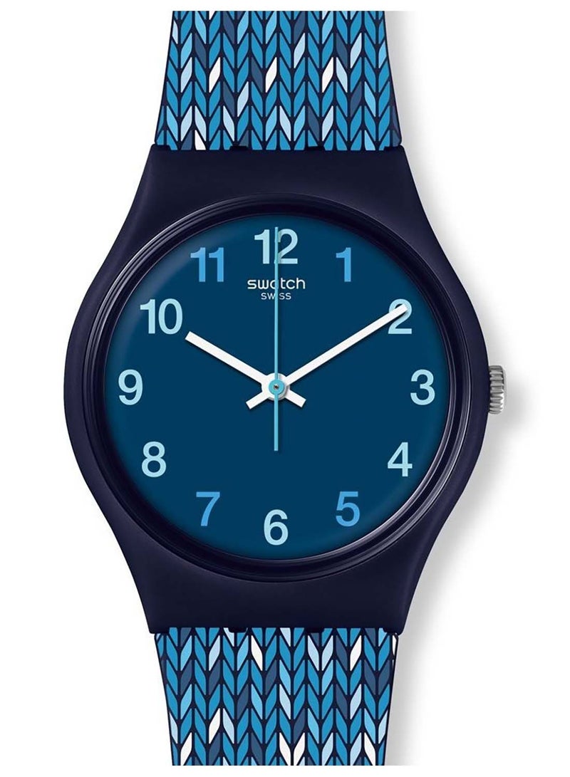 Swatch ساعة يد مقاومة للماء بحركة كوارتز زرقاء للجنسين من تريكو - 36 ملم - Image 1