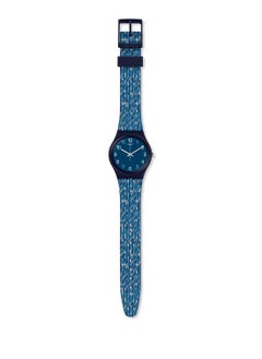 Swatch ساعة يد مقاومة للماء بحركة كوارتز زرقاء للجنسين من تريكو - 36 ملم  - Image 3