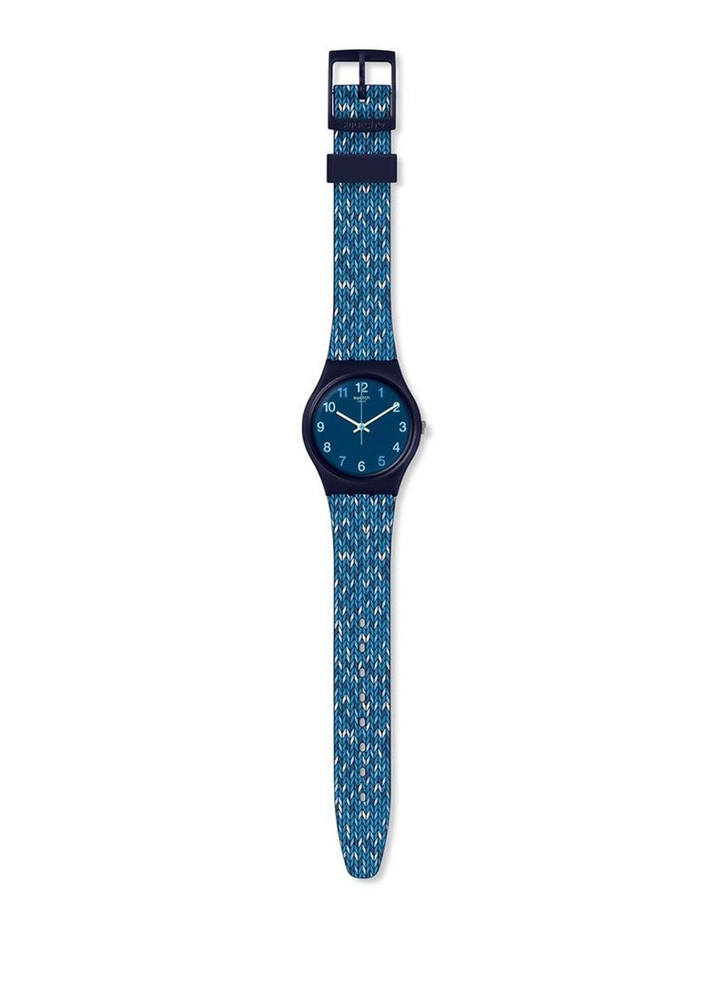 Swatch ساعة يد مقاومة للماء بحركة كوارتز زرقاء للجنسين من تريكو - 36 ملم - Image 3