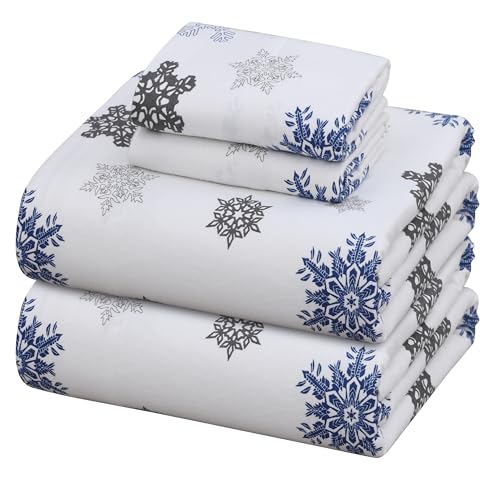 ZOYER Flannel Sheets Queen Size - 100% Cotton Double Brushed Bed Sheets, Deep Pockets 16 Inches Queen Sheet Set, All Seasons Breathable & Extra Soft - Warm & Cozy, 4 Piece, White Snow - Image 1