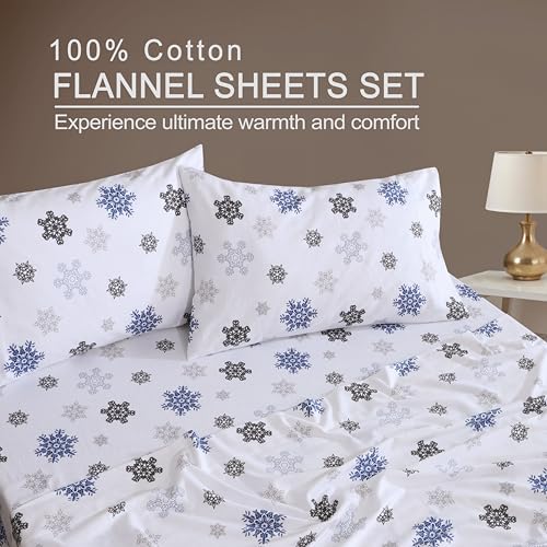ZOYER Flannel Sheets Queen Size - 100% Cotton Double Brushed Bed Sheets, Deep Pockets 16 Inches Queen Sheet Set, All Seasons Breathable & Extra Soft - Warm & Cozy, 4 Piece, White Snow - Image 3