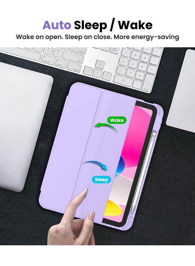 SPFYEAH iPad (A16) 11th Generation 11 inch (2025) / iPad 10th Generation 10.9 inch (2022) Case, with Pencil Holder, Auto Wake/Sleep, Trifold Stand Smart Cover with Soft TPU Back, Purple - Image 4