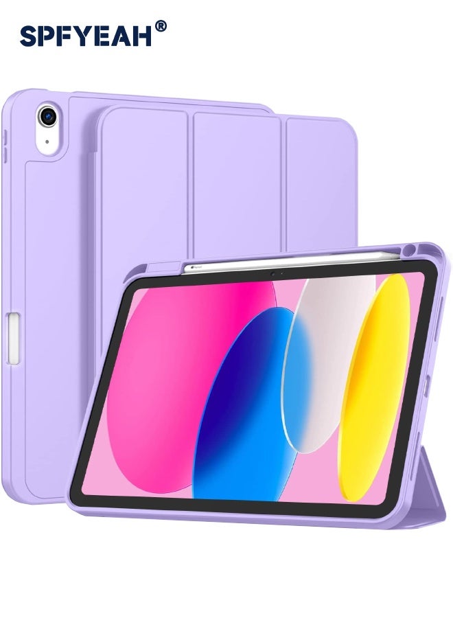 SPFYEAH iPad (A16) 11th Generation 11 inch (2025) / iPad 10th Generation 10.9 inch (2022) Case, with Pencil Holder, Auto Wake/Sleep, Trifold Stand Smart Cover with Soft TPU Back, Purple