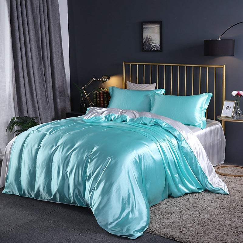 Washed Silk Four-Piece Set Silky Silk Quilt Cover Bed Sheets Ice Silk Bed Sheets 1.8M Bedding  Dropshipping - Image 1