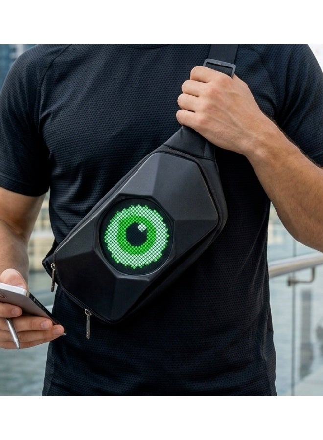 LED Display Motorcycle Chest Bag, Customizable Smart Sling Pack with Rainproof Hard Shell - Image 1