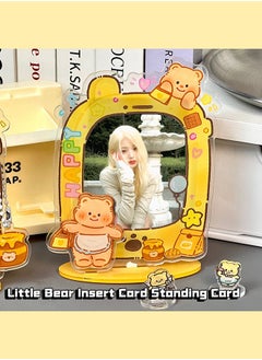 Realfrog Acrylic light card clip keychain ID badge clip transparent card waterproof photo protector, suitable for women in school offices  - Image 1