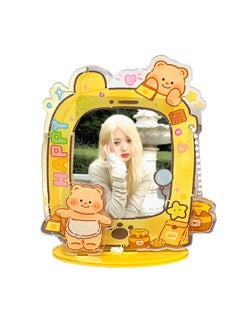Realfrog Acrylic light card clip keychain ID badge clip transparent card waterproof photo protector, suitable for women in school offices  - Image 2
