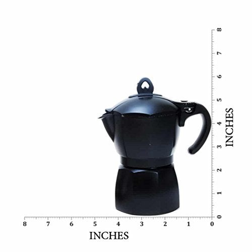 3D CREATIONS Aluminium 3 Cups Traditional Stove Top Espresso Percolator (Black) - Image 2