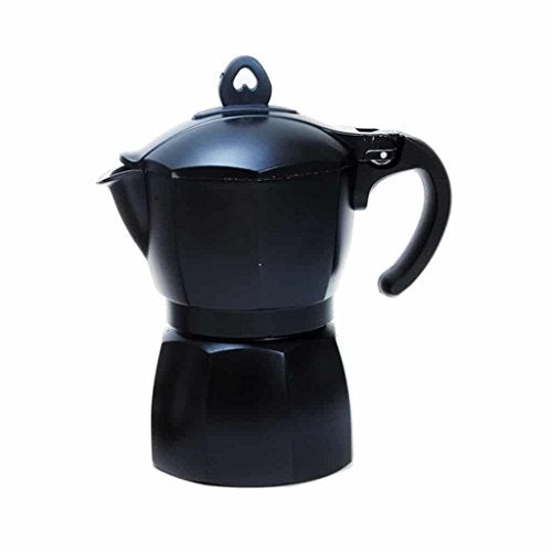 3D CREATIONS Aluminium 3 Cups Traditional Stove Top Espresso Percolator (Black) - Image 1