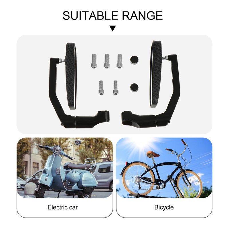 Universal Aluminum Motorcycle Rear View Mirrors 2pcs Carbon Fiber Back - Image 5