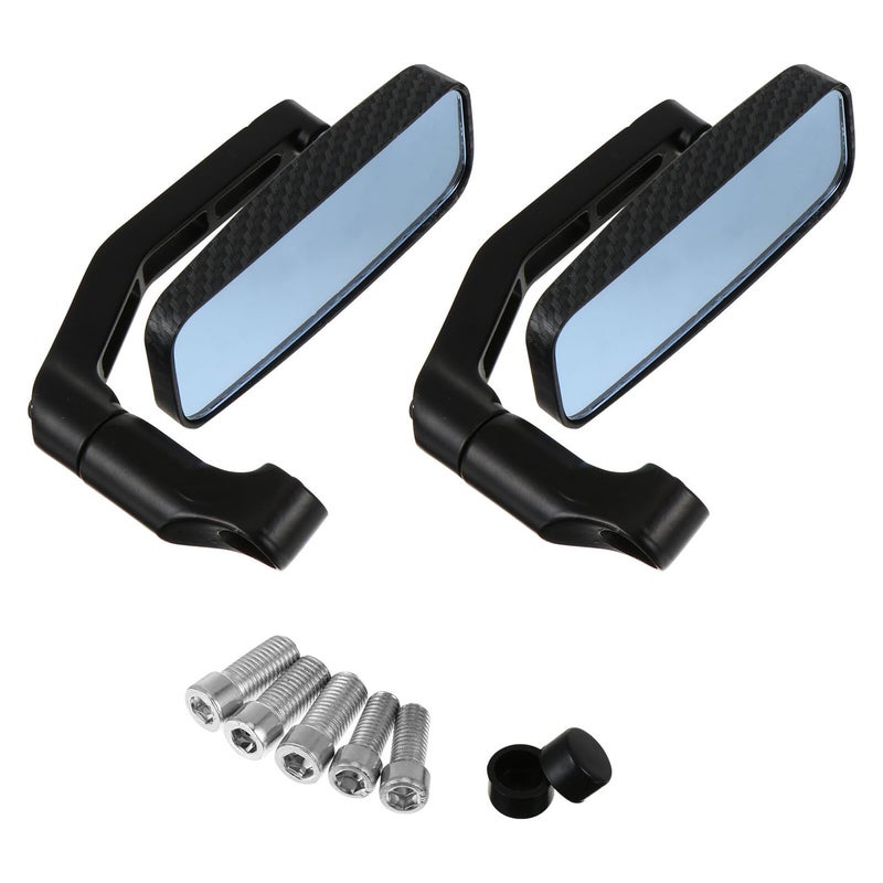 Universal Aluminum Motorcycle Rear View Mirrors 2pcs Carbon Fiber Back - Image 2