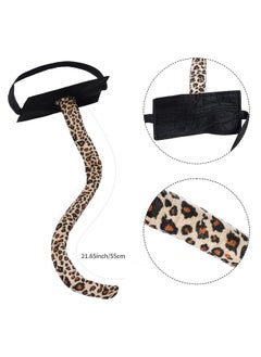 obmwang obmwang 3 Pieces Leopard Cat Costume Set Cat Ears Headband Bowtie and Tail Set Fancy Animal Cosplay for Halloween Dress Up Party  - Image 3