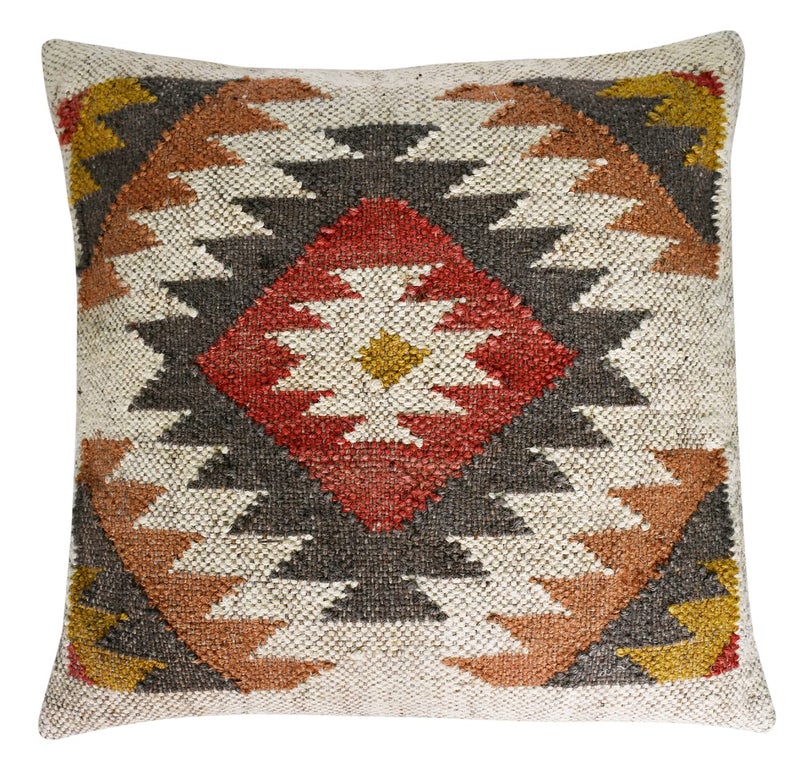 iinfinize Sofa Cushion Cover Set 4 Pcs Combo Cushion Wool Jute Kilim Pillow 18x18 Inch Square Cushion Throw Pillow for Living Room Decorative Designer Cushion Case Pattern09 - Image 4