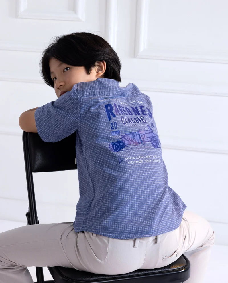 رير ونز Rare Ones Kids Dornt Pastel Purple Cotton Half Sleeve Button Printed Regular Fit Shirt