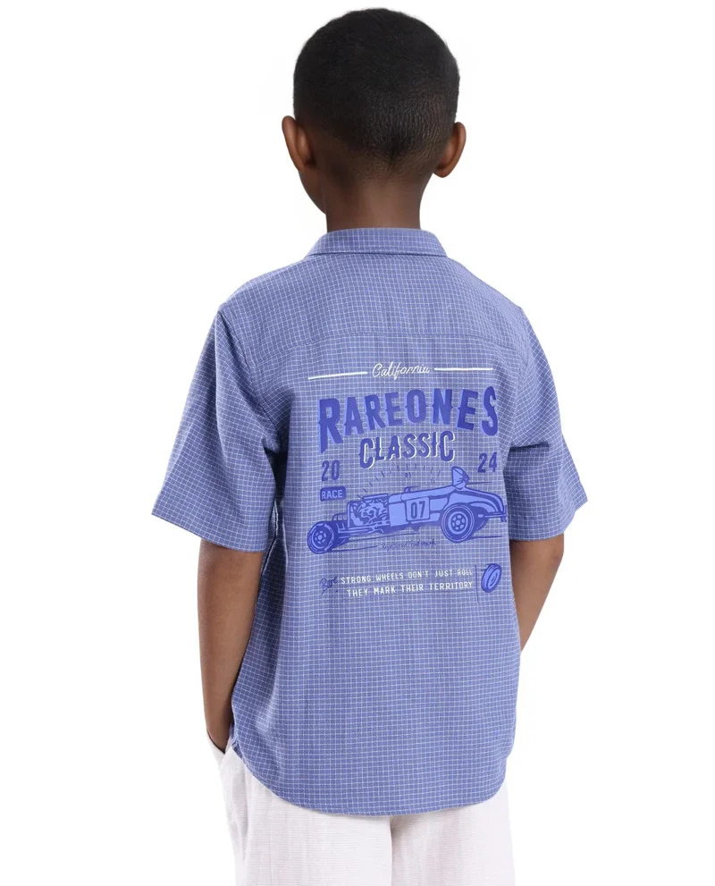 رير ونز Rare Ones Kids Dornt Pastel Purple Cotton Half Sleeve Button Printed Regular Fit Shirt