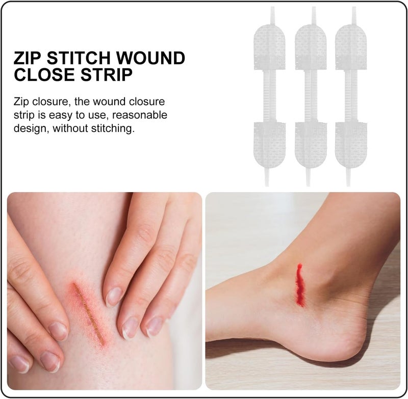 Zip Adhesive Wound Closure Strips 3pcs 45x10mm Breathable First Aid Bandages Portable Seam-Free Care for Outdoor Injury and Medical Use - Image 2